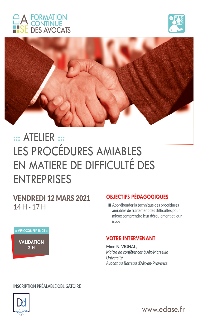 LES PROCÉDURES AMIABLES EN MATIERE DE DIFFICULTÉ DES ENTREPRISES