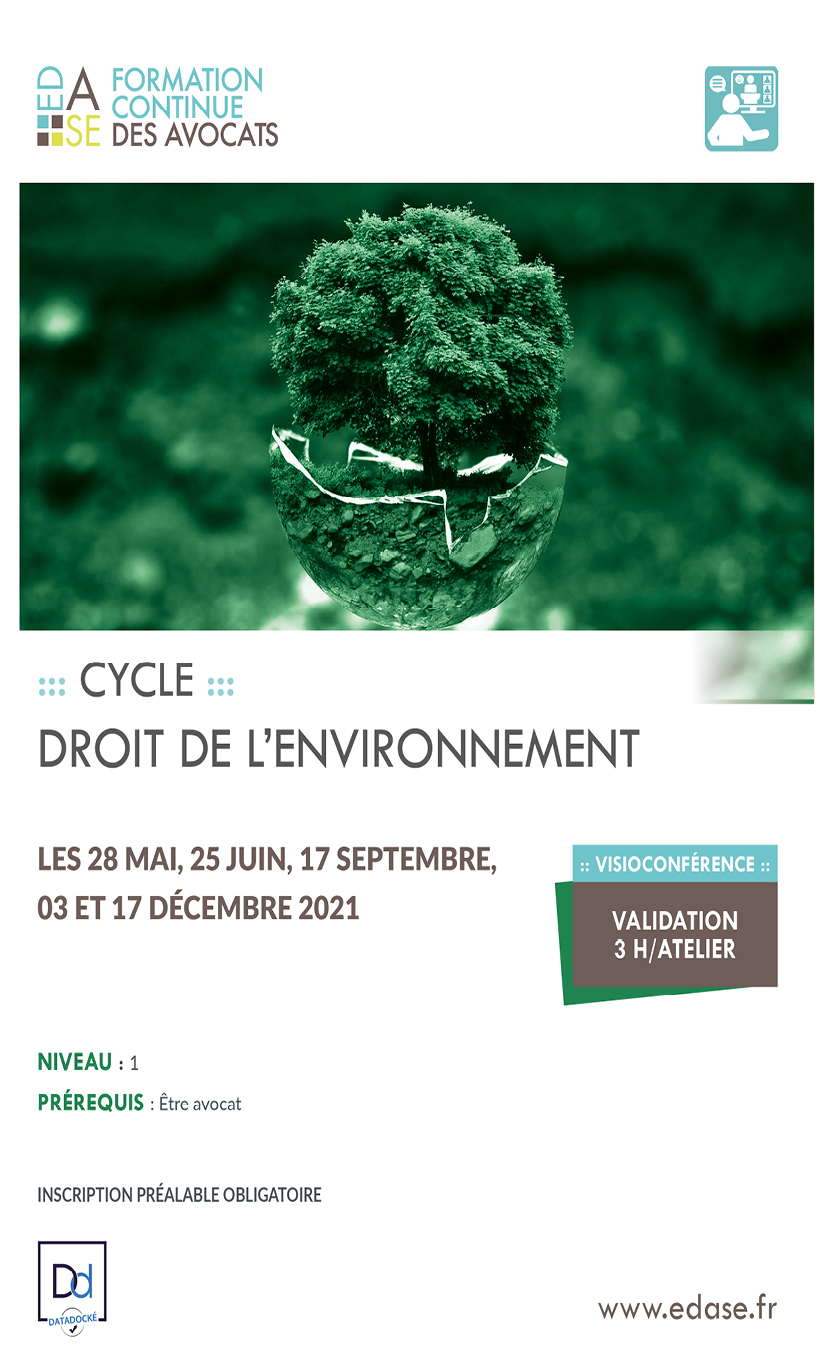 DROIT DE L'ENVIRONNEMENT : CYCLE DROIT DE L'ENVIRONNEMENT - ATELIER INTRODUCTION AU DROIT DE L'ENVIRONNEMENT