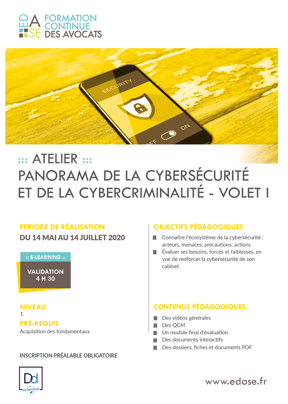 OUVERTURE D'UNE NOUVELLE FORMATION EN E-LEARNING SUR LA CYBERSÉCURITÉ ET LA CYBERCRIMINALITÉ