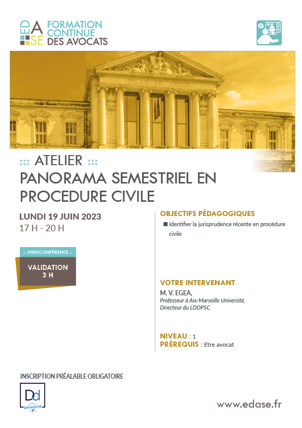 PANORAMA SEMESTRIEL D'ACTUALITE EN PROCEDURE CIVILE