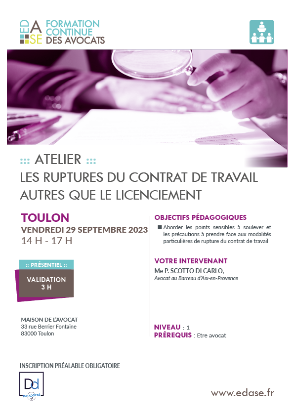 LES RUPTURES DU CONTRAT DE TRAVAIL AUTRES QUE LE LICENCIEMENT