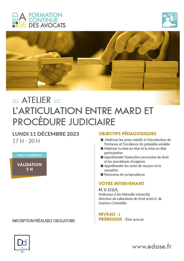 L’ARTICULATION ENTRE MARD ET PROCÉDURE JUDICIAIRE