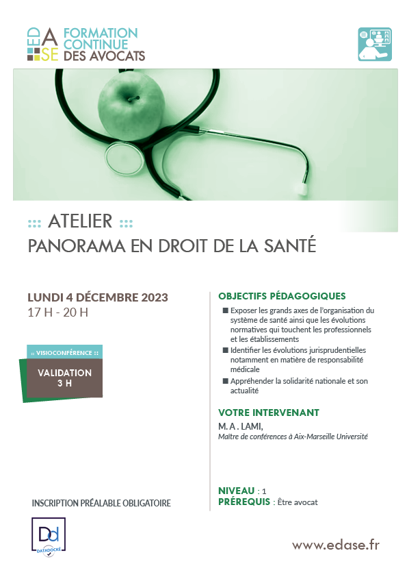 PANORAMA EN DROIT DE LA SANTÉ