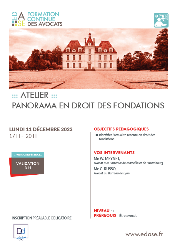 PANORAMA EN DROIT DES FONDATIONS