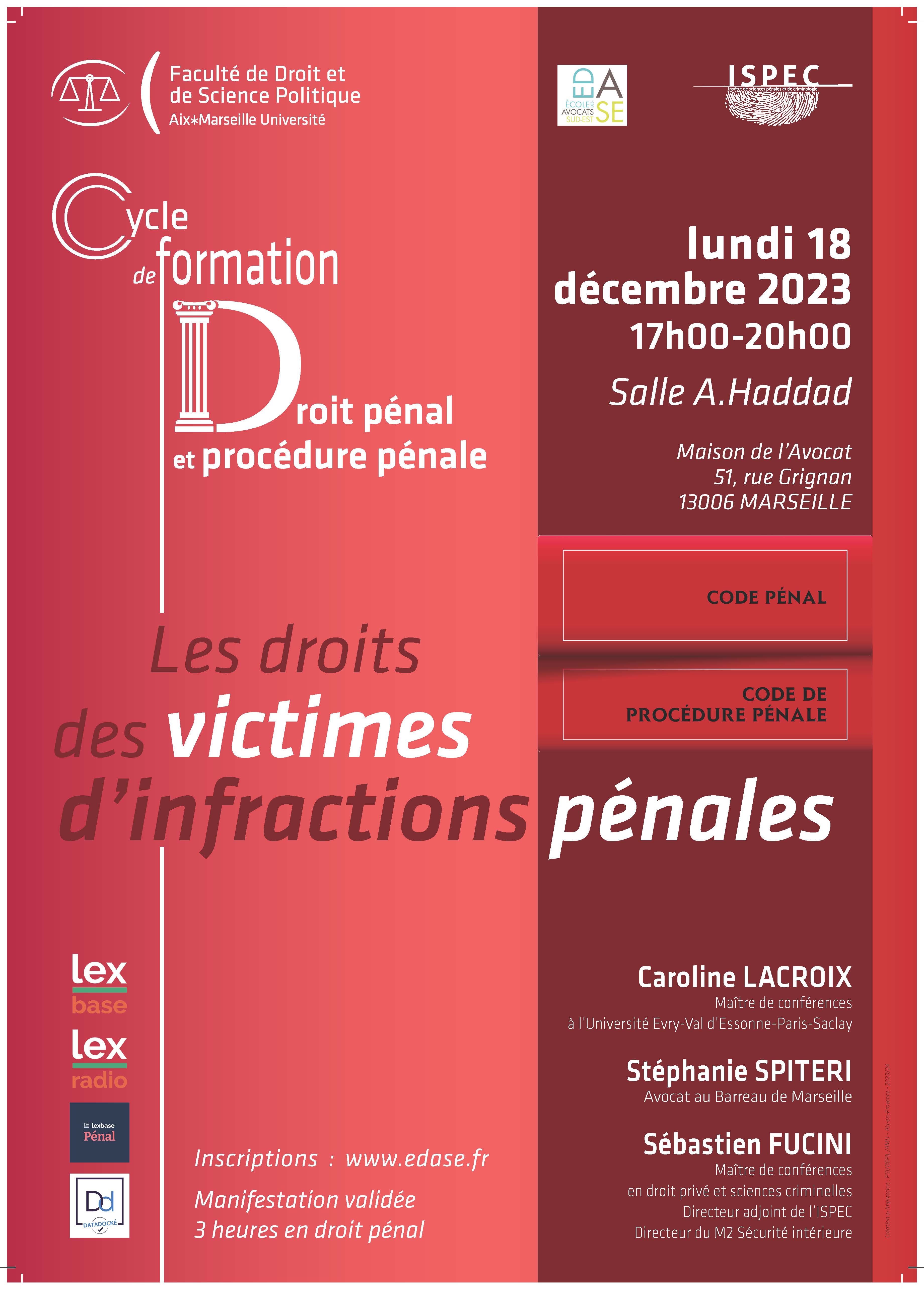 LES DROITS DES VICTIMES D'INFRACTIONS PÉNALES