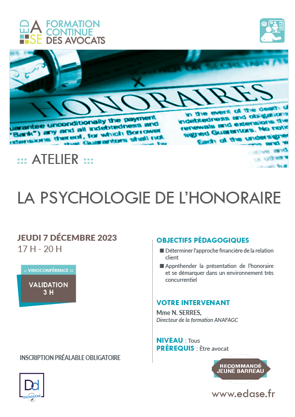 LA PSYCHOLOGIE DE L’HONORAIRE