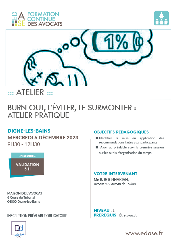 BURN OUT, L’ÉVITER, LE SURMONTER : ATELIER PRATIQUE