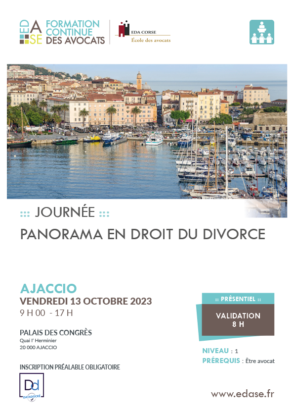 JOURNÉE PANORAMA EN DROIT DU DIVORCE