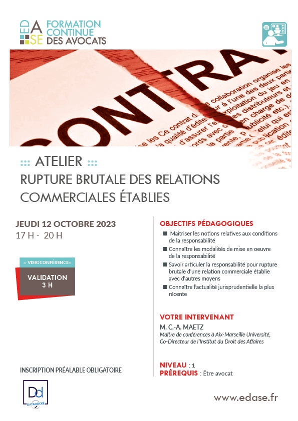 RUPTURE BRUTALE DES RELATIONS COMMERCIALES ÉTABLIES