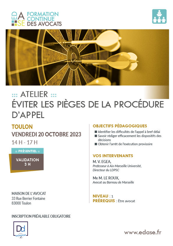 ÉVITER LES PIÈGES DE LA PROCÉDURE D’APPEL
