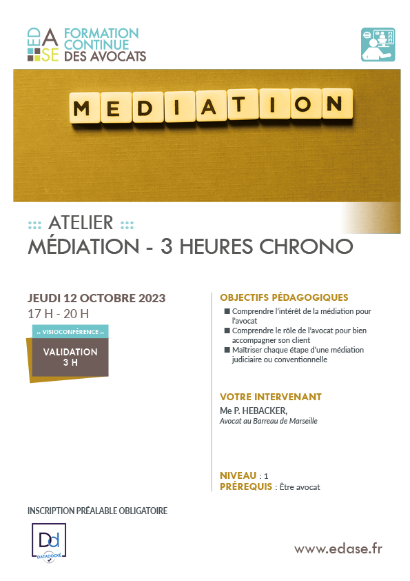 MÉDIATION – 3 HEURES CHRONO