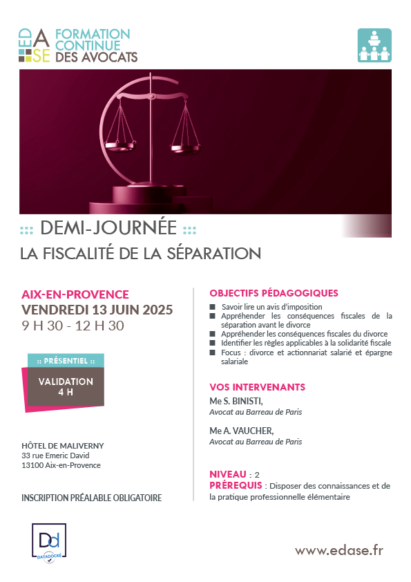 LA FISCALITÉ DE LA SÉPARATION