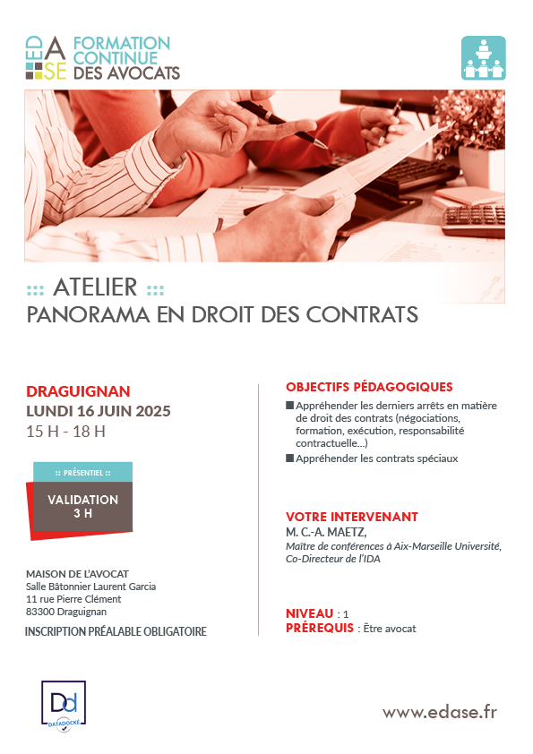 PANORAMA EN DROIT DES CONTRATS 