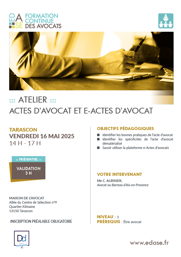 ACTES D'AVOCAT ET E-ACTES D'AVOCAT
