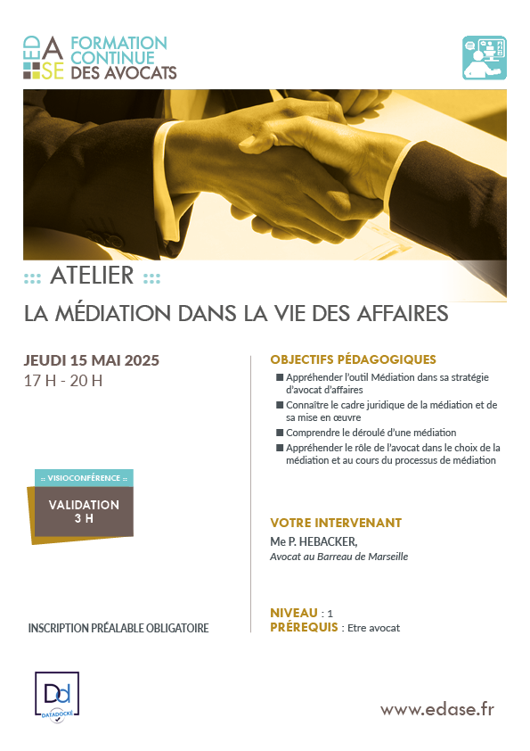 LA MÉDIATION DANS LA VIE DES AFFAIRES