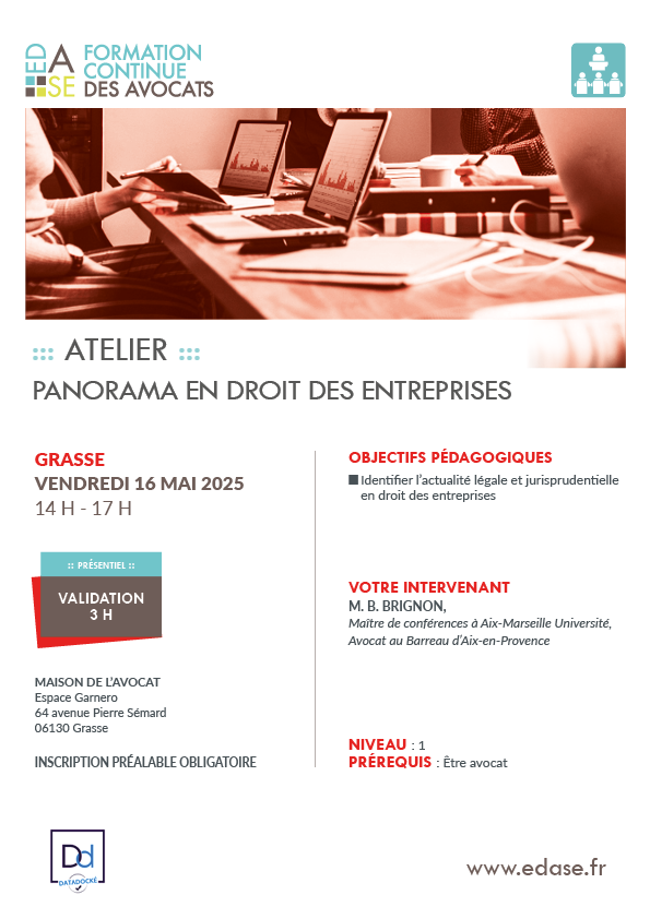 PANORAMA EN DROIT DES ENTREPRISES