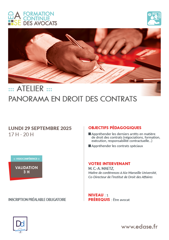 PANORAMA EN DROIT DES CONTRATS