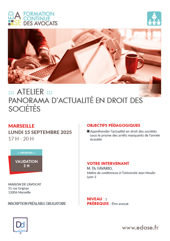 PANORAMA D'ACTUALITÉ EN DROIT DES SOCIÉTÉS