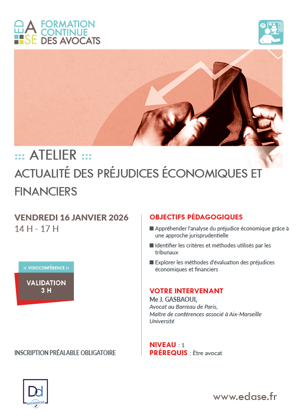 ACTUALITÉ DES PRÉJUDICES ÉCONOMIQUES ET FINANCIERS