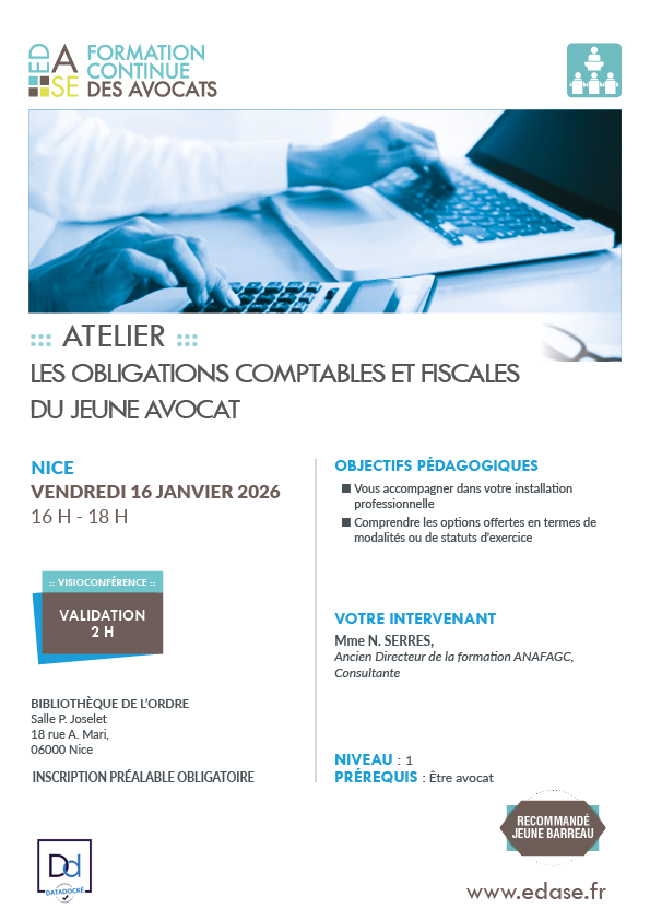LES OBLIGATIONS COMPTABLES ET FISCALES DU JEUNE AVOCAT • NICE