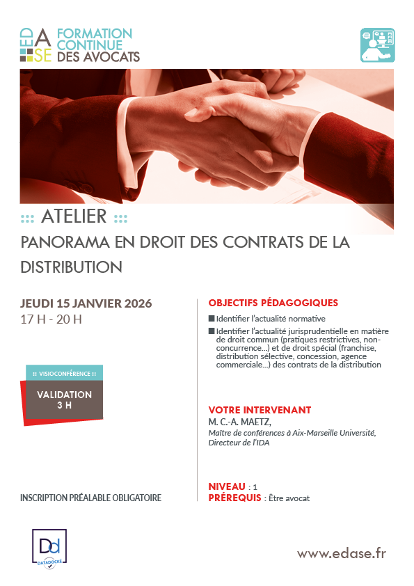 PANORAMA EN DROIT DES CONTRATS DE LA DISTRIBUTION