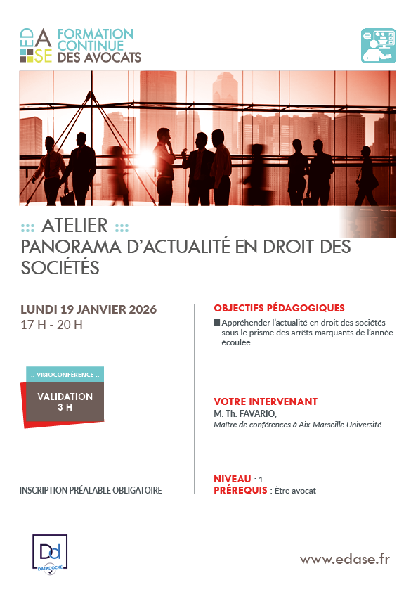 PANORAMA D'ACTUALITÉ EN DROIT DES SOCIÉTÉS