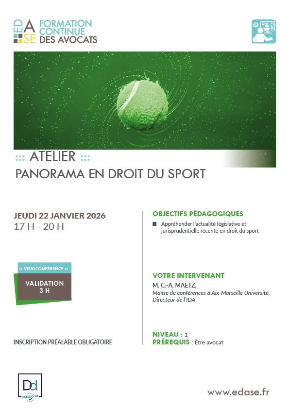 PANORAMA EN DROIT DU SPORT