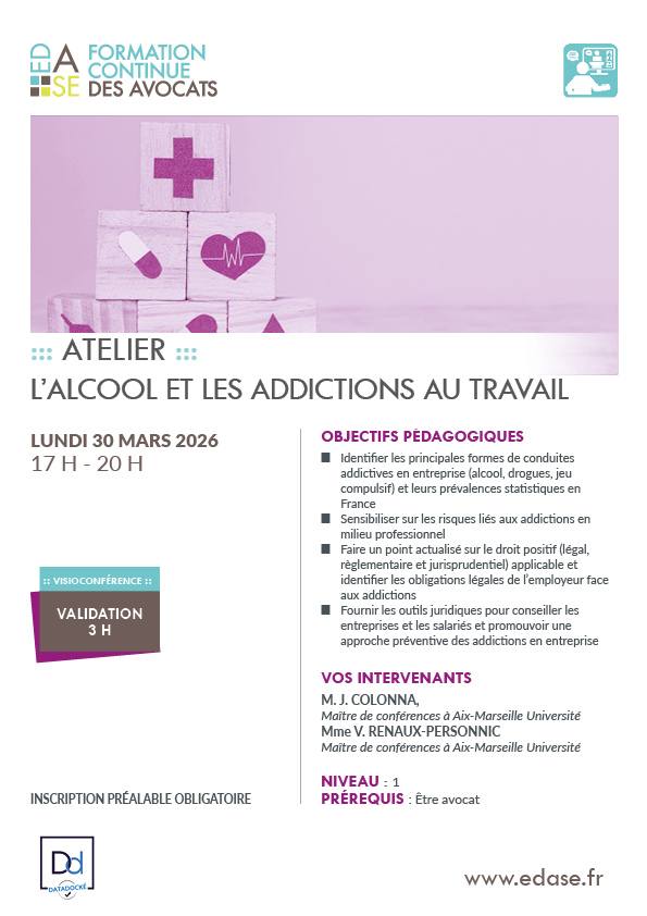 L'ALCOOL ET LES ADDICTIONS AU TRAVAIL