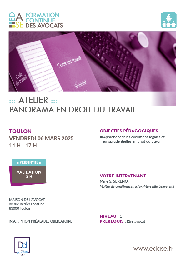 PANORAMA EN DROIT DU TRAVAIL