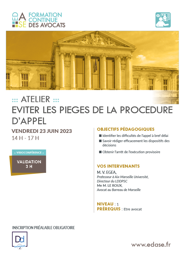 EVITER LES PIEGES DE LA PROCEDURE D'APPEL