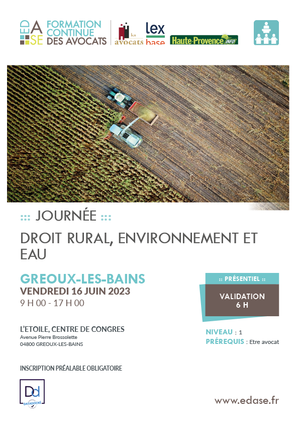 JOURNEE DU DROIT RURAL, ENVIRONNEMENT,EAU