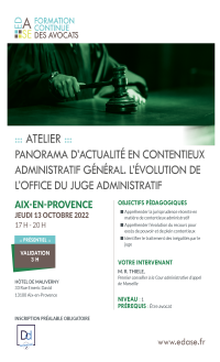 PANORAMA D'ACTUALITE EN CONTENTIEUX ADMINISTRATIF GENERAL. L'EVOLUTION DE L'OFFICE DU JUGE ADMINISTRATIF