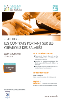 LES CONTRATS PORTANT SUR LES CRÉATIONS DES SALARIÉS