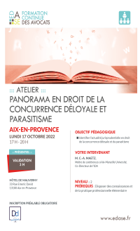 PANORAMA EN DROIT DE LA CONCURRENCE DELOYALE ET PARASITISME