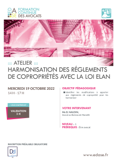 HARMONISATION DES RÈGLEMENTS DE COPROPRIÉTÉS AVEC LA LOI ELAN