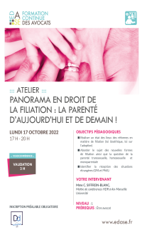 PANORAMA EN DROIT DE LA FILIATION : LA PARENTÉ D'AUJOURD'HUI ET DE DEMAIN !